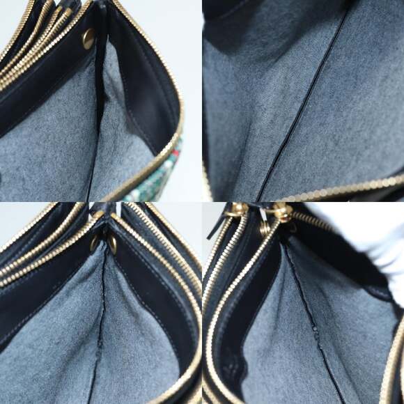 CELINE Trio Large Shoulder Bag Canvas Green Gold - Picture 12 of 13